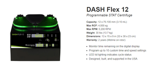 Dash Flex 12 Centrifuge - twelve (12) tubes with LED lighting