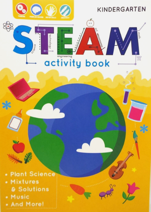Kindergarten STEAM (Science, Technology, Engineering, Arts, and Mathematics) activity books, with 32 pages