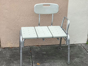 Transfer Bench for Bathtub, for Use as a Bath or Shower Chair, Height Adjustable Legs, Non-Slip Feet - Gray, Weight Capacity -  (used)