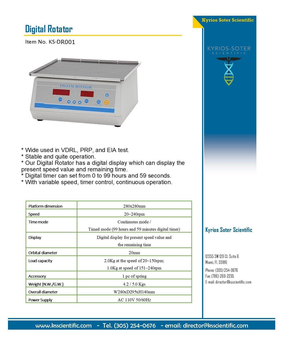 Digital Rotator, Variable Speed and digital time control – Kyrios