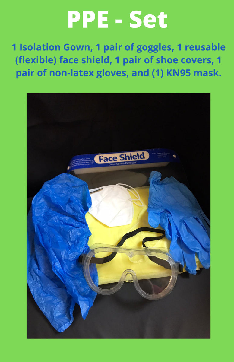 gown mask goggles gloves PPE Set Eco – Kyrios Soter Scientific LLC