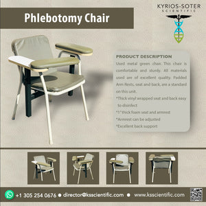 Phlebotomy Olive Green Chair - Plastic and Metal - Easy to clean