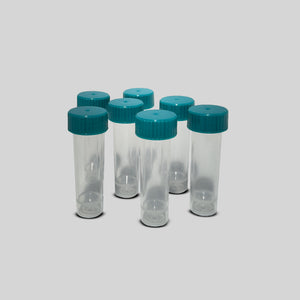 Transport Tube, Plastic Graduated 5mL, with Green leakproof Screw Cap, NON-STERILE Polypropylene,  Conical Bottom, Self-Standing, 50/pk