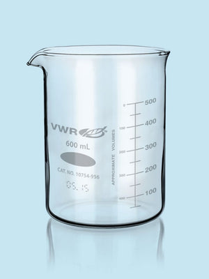 VWR® Low Form Griffin Beakers, 600 mL, 10754-956