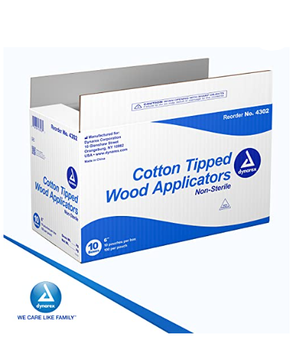 Dynarex 4302 - Wood Applicator Sterile Cotton Tipped - 6"lenght 10,000/Case (10 boxes)