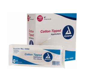 Dynarex 4302 - Wood Applicator Sterile Cotton Tipped - 6"lenght 10,000/Case (10 boxes)