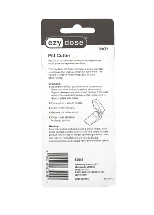 The EZY DOSE Pill Cutter - flexible V-shaped holder securely grips pills