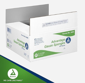 Advantage Gauze Sponges 10,000 units (200 x 25 sleeves) 2"x 2", 8 ply Dynarex