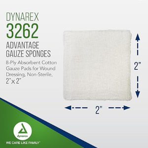 Advantage Gauze Sponges 10,000 units (200 x 25 sleeves) 2"x 2", 8 ply Dynarex