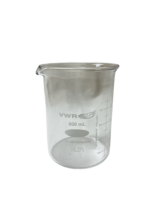 VWR 600mL Low Form Griffin Beaker Borosilicate Glass Laboratory Beaker