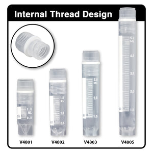 MTC Bio V4803 Sterile 3.0 mL Self-Standing Vials - Graduations, O-Ring (500/Cs)