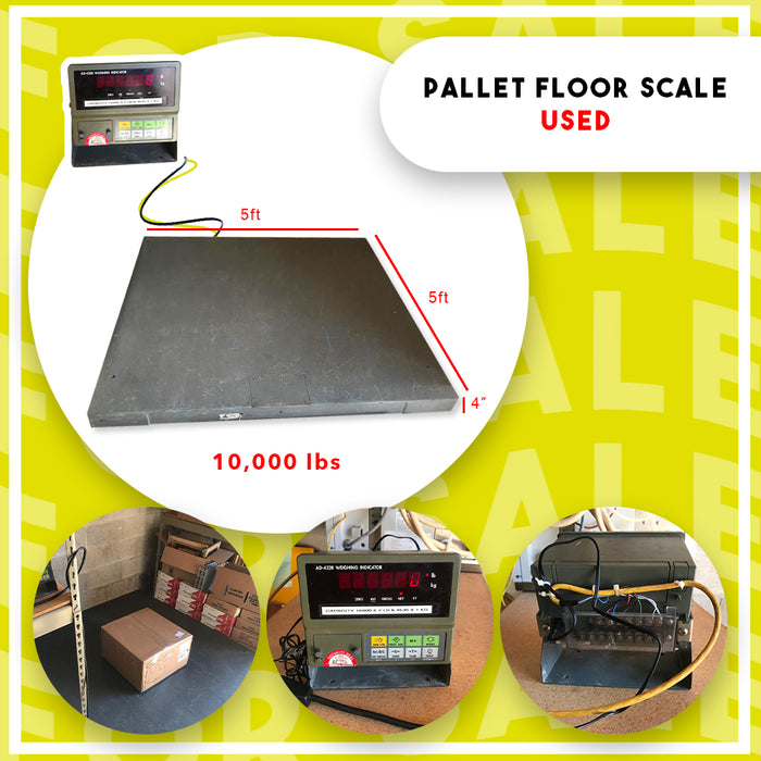 Floor Pallet Scale 10,000 lbs x 2 lbs 5’ x 5’ x 4” - Used, very good condition