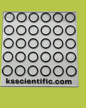 Glass VDRL Agglutination Plate – 30-Ring, 7" x 7", Ground Edges | Made in USA | Item No. KS-VDRL30W-USA