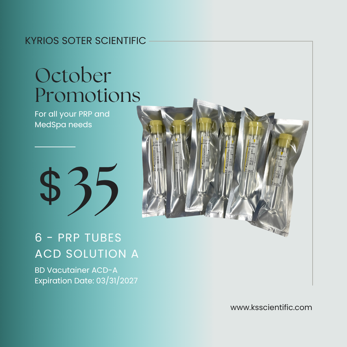 6 Pack ACD Solution A Tubes – Sterile Plasma Prep. Tubes for PRP, Medspa, and Lab Use