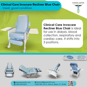 Clinical Care Invacare Recliner Blue Chair - Used, good condition