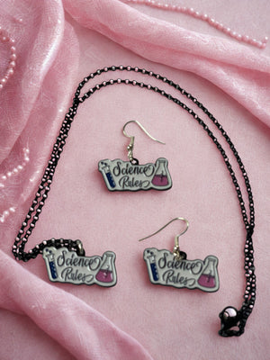 Science Earrings & Necklace, Lab, Medical, Science, Biology or Medical Jewelry; 1 set (1 necklace and 1 pair of earring)