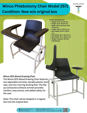 Winco Phlebotomy Chair Model 2571,  New