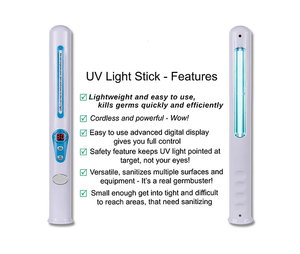 UVC Light Stick - Sanitizer, Anti-Microbial includes Gloves & Glasses UV - Kyrios Soter Scientific