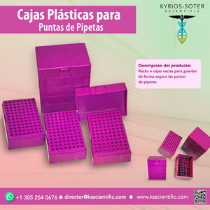 Plastic boxes with grid or empty racks to store pipette tips