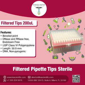 Filtered Pipette Tips 200 uL (Sterile, 10 boxes/pk, 960 Tips)