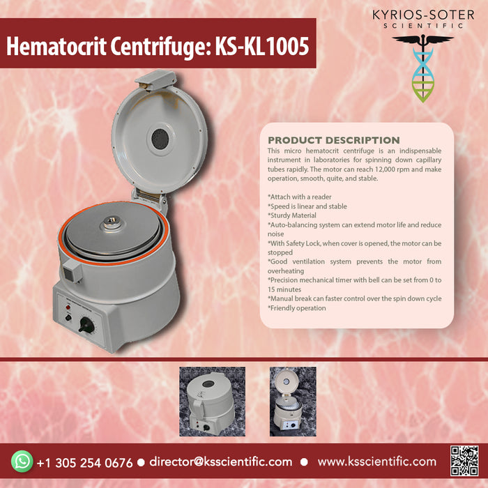 Micro Hematocrit Centrifuge: KS-KL1005, 12,000 rpm