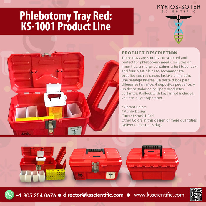 Phlebotomy Tray Red: KS-1001 Product Line